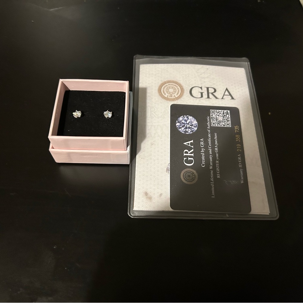 GRA Certified Moissanite Earrings 0.5ct Round Brilliant D VVS1 Excellent Cut